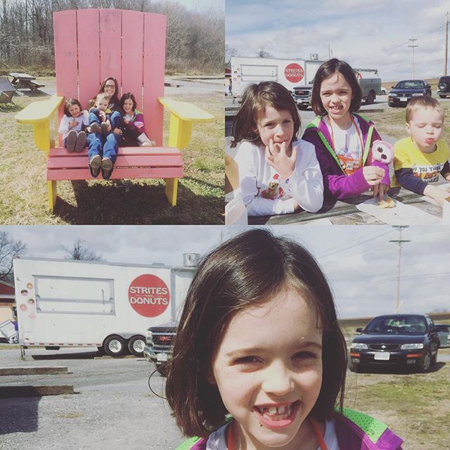 After some serious disappointment and learning the hard knocks of not listening to ur parents when they tell u to get ready or Home Depot will run out of kits to make....We redeemed our morning with some Strites Doughnuts! Hannah was the happiest about it since she was actually ready in time and still missed out at Home Depot. #hardknocklife #lifelessons #doughnutsmakeeverythingbetter #hannahnoelle #norahgrace #liamjoseph #stritesdonuts